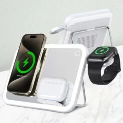 Kleva 3-in-1 Mirror Wireless Charger For Apple With Dual LED Lighting Modes - Kleva Range