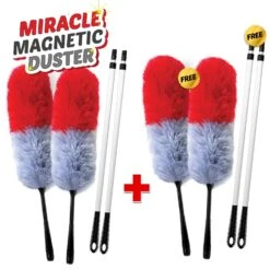 Miracle Magnetic Duster® – 2 Dusters + 2 Poles - Buy 1 Set Get 1 FREE - Kleva Range -Home Living Store 4 Miracle Magnetic Dusters 4 EX Pole