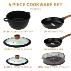 Diamond Earth® StackSmart With Detachable Handles 6pc Cookware Set - Buy One GET ONE FREE! - Kleva Range -Home Living Store DE StackSmart thumbnail 04