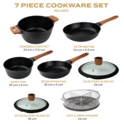 Diamond Earth® Premium Cookware 7pc Set With Superior Non-Stick Coating + FREE Steamer + E-BOOK - Kleva Range -Home Living Store DiamondEarth New Thumbnails 05 292cc84e f64f 438c 89ff 417f43c52d02