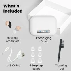 Kleva HearClear Mini Rechargeable Hearing Sound Amplifier + FREE Zoom Vision - Kleva Range -Home Living Store HearClear B W Thumbnails 8