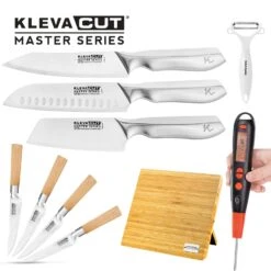 KlevaCut® Professional Chef 3pc Knife Set + $130 FREE Gifts + Lifetime Guarantee! - Kleva Range -Home Living Store Knife x3 Thumbnail Bamboo Block