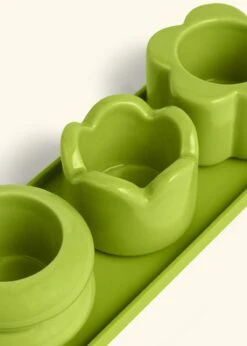 Mini Planter Trio, Lime 14 Mini Planter Trio, Lime -Home Living Store TRIO GREEN closeup bckgrnd cream