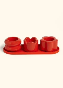 Mini Planter Trio, Poppy -Home Living Store TRIO RED altview bckgrnd cream 2