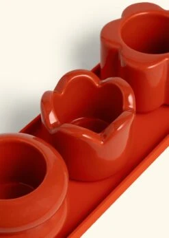 Mini Planter Trio, Poppy -Home Living Store TRIO RED closeup bckgrnd cream