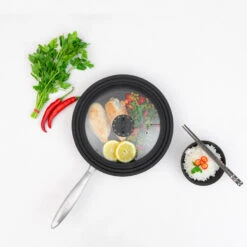 Universal Glass Lid With Detachable Timer Knob + Soft Touch Silicone Rims - Kleva Range -Home Living Store TimerLidLifestyle05