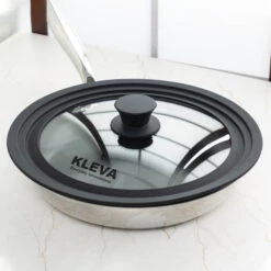 Universal Glass Frying Pan Lid With Soft Touch Rims - Kleva Range -Home Living Store UniversalPanLid02