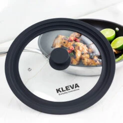 Universal Glass Frying Pan Lid With Soft Touch Rims - Kleva Range -Home Living Store UniversalPanLid06