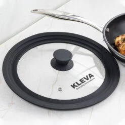 Universal Glass Frying Pan Lid With Soft Touch Rims - Kleva Range -Home Living Store UniversalPanLid07