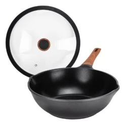 Diamond Earth® Wok + Glass Lid - 30cm - Kleva Range -Home Living Store WokandLidTransparent01