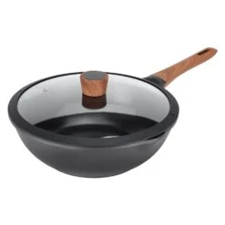 Diamond Earth® Wok + Glass Lid - 30cm - Kleva Range -Home Living Store WokandLidTransparent04