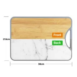 Double Sided Bamboo + Marble Look Chopping Board! - Kleva Range -Home Living Store prevent cross contamination with double sided chopping board